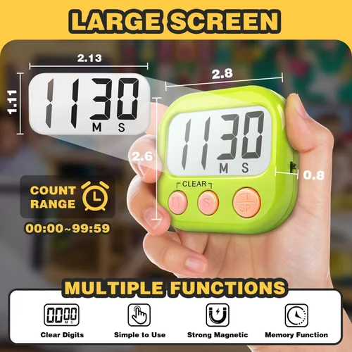 Miniatura 4 de Temporizadores de aula para profesores y niños, temporizador digital magnético grande, suministros para profesores, paquete de 12, azul y verde Azul