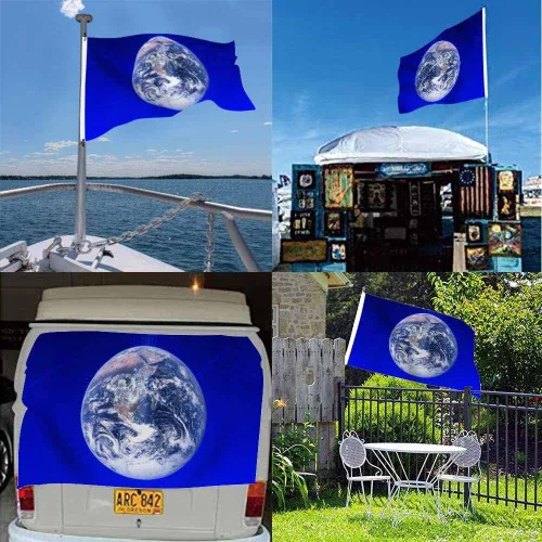 Miniatura 5 de Swono Bandera del planeta Tierra – 3 x 5 pies Día de la Tierra Ambiental Global Red de Comunicación Global Bandera para exteriores, interiores