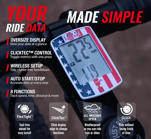 Miniatura 3 de CATEYE Computadora Inalámbrica para Bicicleta Padrone – Ciclocomputadora con Pantalla de Gran Tamaño, Velocímetro y Odómetro Inalámbricos, Montaje