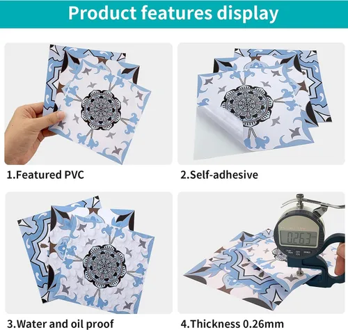 Miniatura 7 de 24 calcomanías para azulejos para despegar y pegar, pegar en azulejos en muro para cocina, azulejos de pared, azulejos de baño, calcomanías