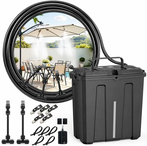 Miniatura 10 de Ausic Sistemas de nebulización portátiles, juego de rociadores de refrigeración de agua para exteriores con bomba de agua de 6000 mAh, cubo de 20 L