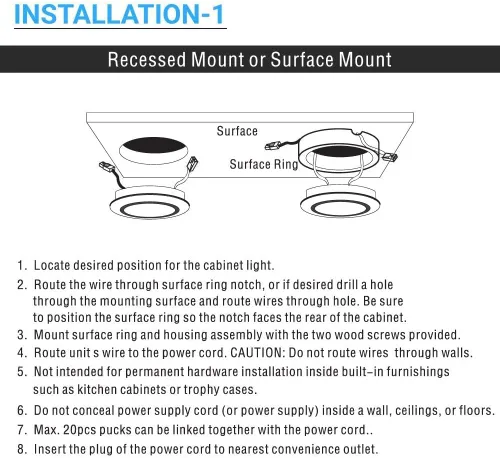 Miniatura 8 de LEDMyplace - Kit de 3 luces LED de disco de 3 x 3 W, luz blanca de 5000 K, luces LED debajo del gabinete, ángulo de haz de 120°, CRI 90+, 0V-10V