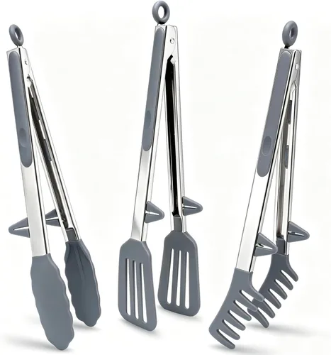Miniatura 13 de Pinzas de cocina, pinzas de 9 pulgadas para cocinar con puntas de silicona, pinzas de silicona pequeñas de grado alimenticio, mini pinzas