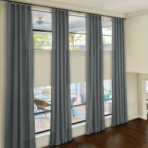 Miniatura 19 de ChadMade Cortinas de lino de 216 pulgadas de largo, 2 paneles de 52 pulgadas de ancho x 216 pulgadas de largo, color gris carbón, bolsillo para # 16