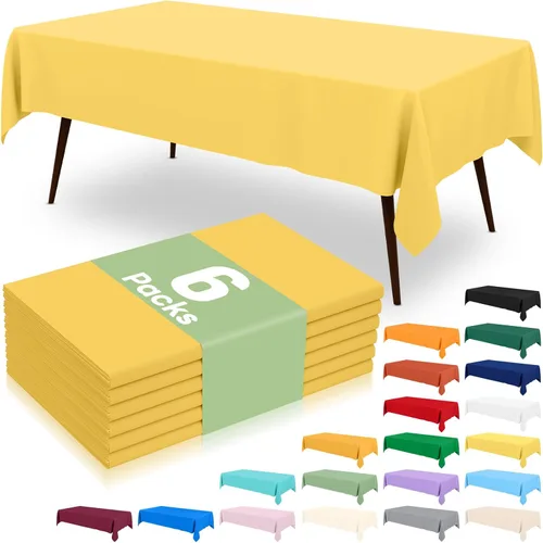 Miniatura 9 de misaya 6 paquetes de manteles de plástico desechables, 54 x 72 pulgadas mantel rectangular impermeable, cubiertas de mesa decorativas a prueba
