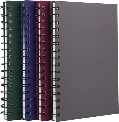 Miniatura 5 de Cuaderno en espiral, paquete de 4 cuadernos en espiral de tapa dura A5, 5.7" x 8.5", 160 páginas, papel de 100gsm, diarios con rayas universitarias
