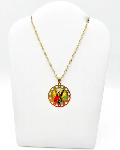 Miniatura 3 de SIFRIMANIA Medalla Religiosa Católica Chapada en Oro con Cadena Espiral para Niños y Mujeres