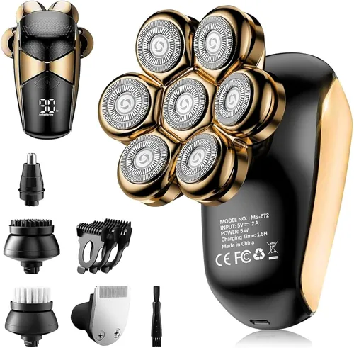 Miniatura 11 de SHPAVVER Afeitadoras de cabeza para hombres calvos: maquinilla de afeitar eléctrica 5 en 1 - Kit de aseo de afeitar impermeable IPX7 para hombres