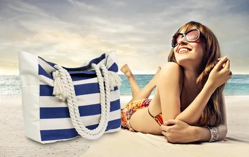 Miniatura 3 de Malirona Bolso grande de viaje a la playa con asa de cuerda de algodón, XL, Casual