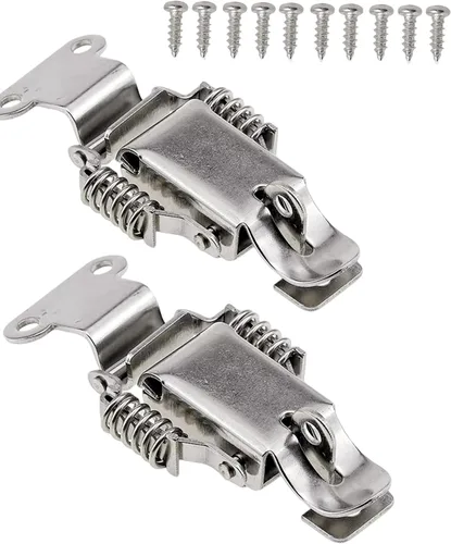 Miniatura 8 de Caja de herramientas de pecho de maleta de acero inoxidable de 90 grados 304 con doble resorte con cierre de tornillos, cierre de tornillos, 2