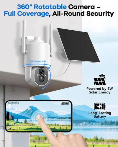 Miniatura 4 de Thybro Cámara de seguridad 4G LTE No requiere WiFi: 2K HD, alimentado por energía solar, PTZ de 360° y visión nocturna infrarroja - Vigilancia