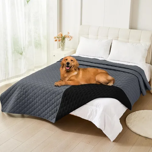 Miniatura 179 de Smiry Funda impermeable para cama de mascota, suave y lavable, para muebles, cama, sofá, reversible, a cuadros (30 x 53 pulgadas, color beige/beige)