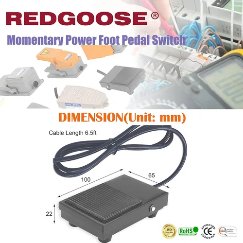 Miniatura 2 de Interruptor de pedal de pie de potencia momentánea 250VCA 10A SPDT 1NO1NC Interruptor de pie resistente con cable de 6 pies, color negro