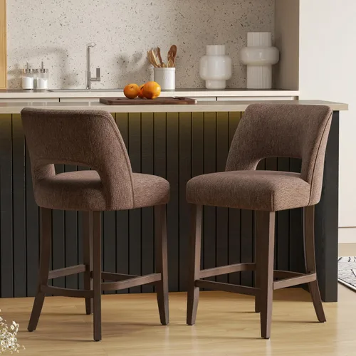 Miniatura 48 de VKNOW Juego de 2 Taburetes de Bar, Taburetes de Bar Tapizados de Altura de Mostrador, Taburetes Modernos de Mostrador con Patas de Madera para Isla