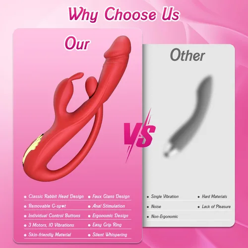 Miniatura 7 de Vibrador de conejo para mujer, vibrador 3 en 1 de punto G y clítoris con 10 modos, vibrador de silicona impermeable de doble estimulación, diseño
