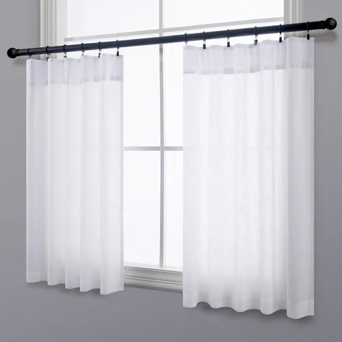 Miniatura 25 de Pitalk Cortinas de lino para café de 24 pulgadas de largo, con bolsillo trasero, plisadas, estilo bohemio, granja, cocina, cortinas para ventana