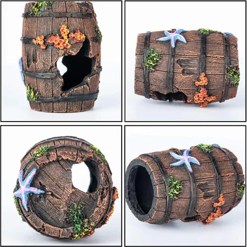Miniatura 4 de WishLotus Decoraciones para peceras de acuario, temática de casa de escondite de acuario, plantas de plástico, cueva de peces, castillo de acuario