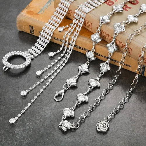 Miniatura 7 de 2 Pieces Rhinestone Belt for Women Shiny Crystal O-Ring Waist Belts for Dress Diamond Chain Belt for Ladies Dress Gift