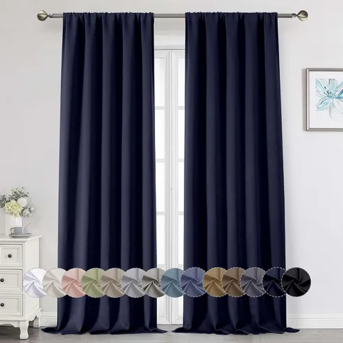 Miniatura 64 de Cortinas opacas para dormitorio, sala de estar, juego de 2 paneles de 54 pulgadas de largo, cortinas de oscurecimiento de habitación con aislamiento