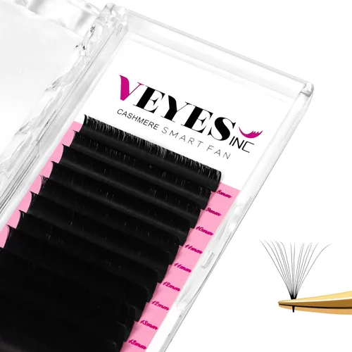 VEYES INC Extensiones de pestañas inteligentes de ventilador de cachemira 0.03 0.05 0.07 C/CC/D rizado 8-20mm de longitud mixta y simple, pestañas
