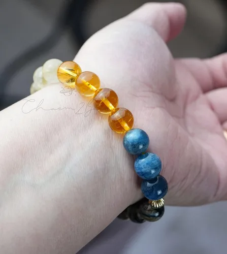 Miniatura 172 de Precious Gemstone Natural Crystal Healing Bracelet, Rutilated Quartz, Moonstone, Quartz Handmade Original Design Bracelet