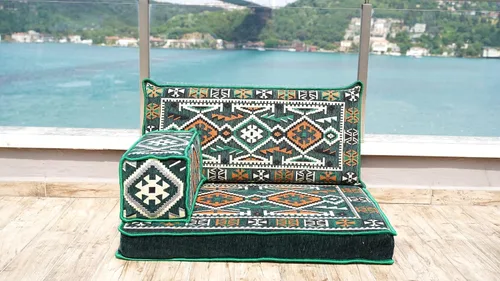 Miniatura 2 de Green Arabic Sofa Floor Seating Set, Pallet Sofa, Floor Cushions, Sectional Sofa, Arabic Majilis, Ottoman Couch, Arabic Jalsa