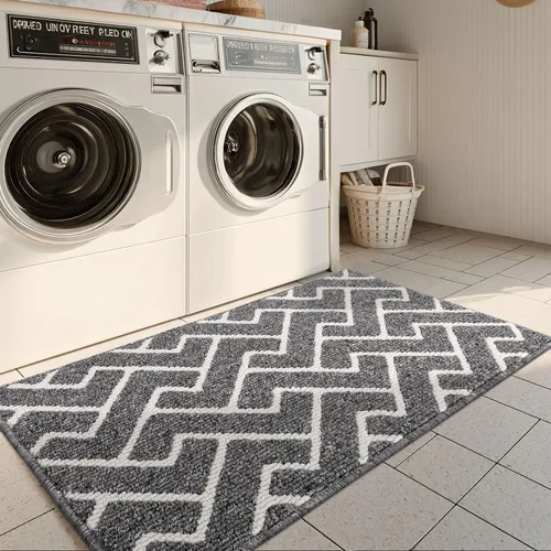 Miniatura 28 de hicorfe Juego de 2 tapetes de cocina antideslizantes para piso, cómodas alfombras de cocina lavables para pasillos, entrada, cuarto de servicio