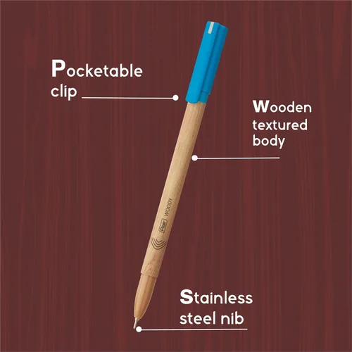Miniatura 3 de FLAIR Woody - Paquete de blíster de bolígrafo de 0.028 in, atractivo diseño de madera, sistema de flujo de tinta suave con tinta de baja viscosidad