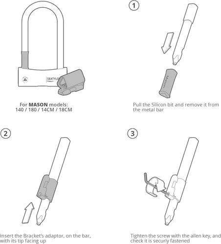 Miniatura 7 de Seatylock Mason Candado de Bicicleta en U - Candado Antirrobo de Alta Resistencia Patentado con Diamante Seguro ULock - Herramienta de Seguridad