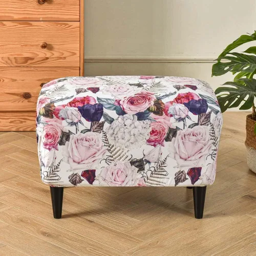 Miniatura 10 de Funda elástica otomana rectangular para taburete, funda de elastano estampada para reposapiés, protector antideslizante para reposapiés, con parte #1