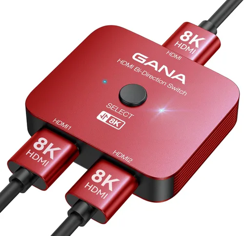 Miniatura 8 de GANA Interruptor HDMI 2.1, divisor de conmutador HDMI 8K bidireccional 2 en 1 salida, 4K @120Hz, 8K @60Hz, 48Gbps aluminio Ultra HD HDMI Hub Gris