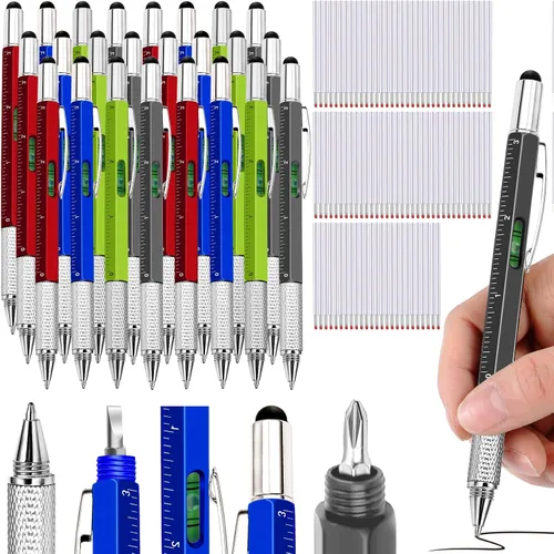 Miniatura 17 de Zhanmai - 72 bolígrafos multiherramienta 6 en 1 para regalo del Día del Padre, herramienta de destornillador, bolígrafo multifuncional para papá
