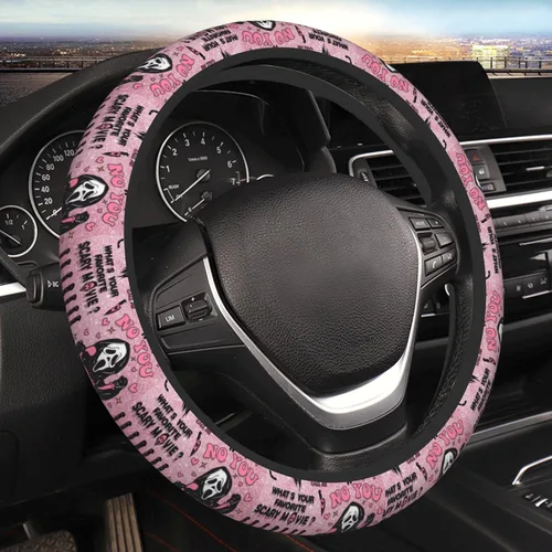 Miniatura 5 de Funda de volante de fantasma de Halloween No te cuelgues Accesorios para automóvil para hombres y mujeres con 2 ambientadores, fundas