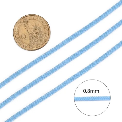 Miniatura 3 de Cheriswelry 100 yardas/rollo de cuerda trenzada de nailon de 0.031 in, color azul cielo claro, cordón de nudo chino, cuerda de cuentas