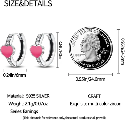 Miniatura 5 de Aretes para mujer, de plata 925, hipoalergénicos, para aniversario, regalo para mujer