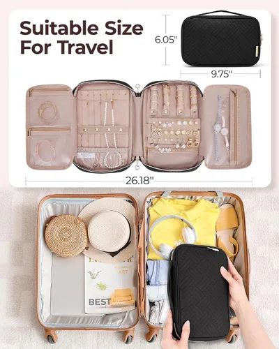 Miniatura 13 de BAGSMART Estuche organizador de joyería, de viaje para collar, aretes, anillos, brazalete