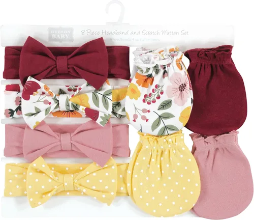 Miniatura 5 de Hudson Baby Conjunto de diadema de algodón y manoplas para rascar para bebé