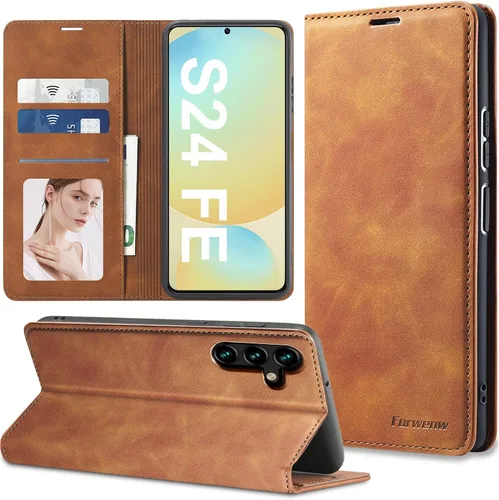 Miniatura 29 de Funda de piel con tapa para Samsung Galaxy Z Flip 3, con protección de bisagra, delgada y magnética tipo cartera [1 tarjetero], funda protectora a
