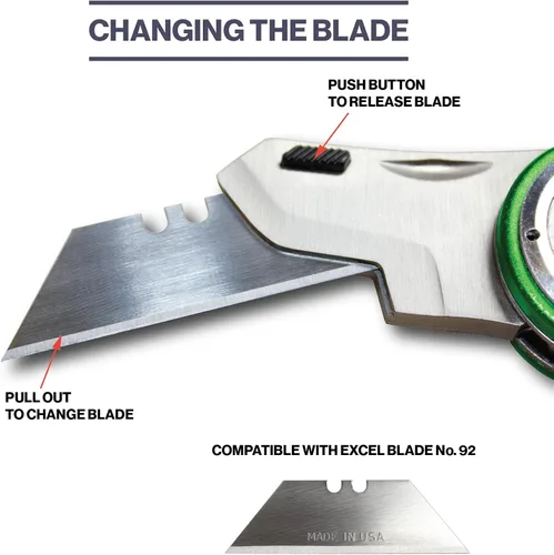 Miniatura 7 de Excel Blade Revo – Cúter plegable con mango, seguro y clip