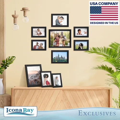 Miniatura 6 de Icona Bay Marcos de fotos 4" x 6" (negro, 6 unidades), marcos de fotos de madera compuesta resistente 4 x 6, diseño elegante, para mesa o montaje