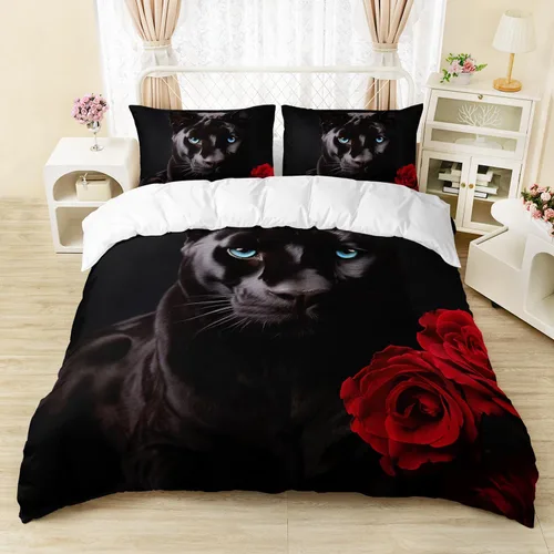 Miniatura 29 de AILONEN Juego de ropa de cama de mariposas en blanco y negro tamaño King, juego de funda de edredón con estampado de estilo en relieve de lujo