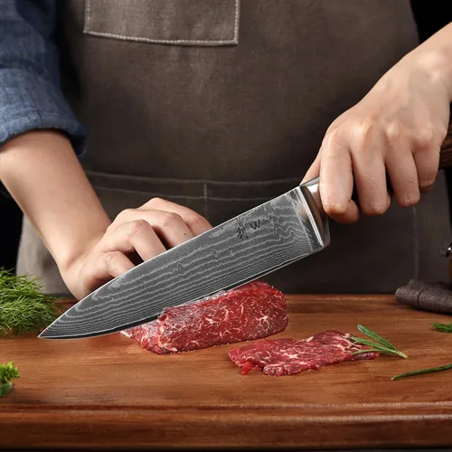 Miniatura 7 de Wakoli EDIB Cuchillo de chef Damasco – Cuchillo de cocina de estilo japonés de 7.9 pulgadas, hoja de acero de Damasco de 67 capas con núcleo VG10, 1