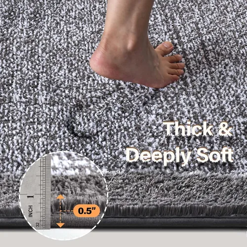 Miniatura 5 de Alfombras de baño de 17 x 24 pulgadas, antideslizantes, lavables, color gris, para bañera, tapete de baño para baño, tapete suave y absorbente
