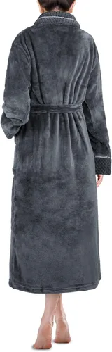 Miniatura 2 de Albornoz PAVILIA de lujo para mujer de felpa, con ribete de gofre suave, albornoz de felpa cálido y suave