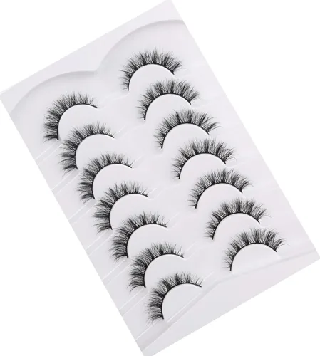 Miniatura 417 de Pooplunch - Pestañas postizas finas de visón sintético, estilo ojo de gato, naturales, cruzadas, tipo racimo, efecto 8D de volumen, tiras