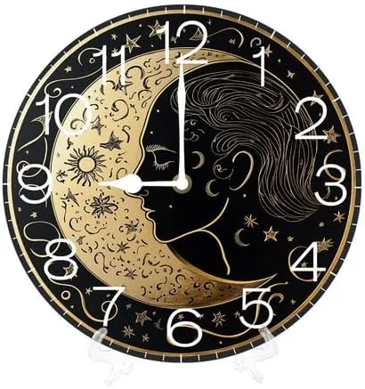 Miniatura 11 de Reloj de pared con estampado de leopardo y guepardo, reloj analógico de cuarzo silencioso sin tictac, reloj náutico retro de madera con números