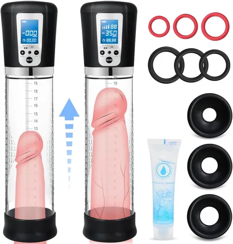 Adorime - Bomba eléctrica para agrandar el pene, con 4 intensidades de succión, bomba de extensión automática recargable de alto vacío, dispositivo