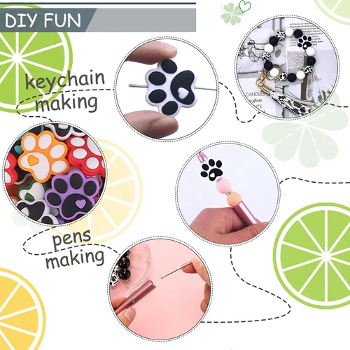 Miniatura 4 de YOKUSHI 14 cuentas focales de silicona para bolígrafos, llaveros y más, 0.98 x 1.18 pulgadas, 3D cóncavo-convexo, sin BPA, con forma de perro gato
