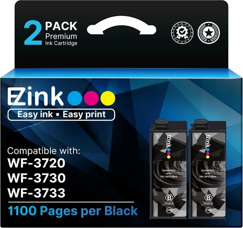 E-Z Ink Cartucho de tinta remanufacturado de repuesto para 702XL Black Pack para impresora Epson Workforce Pro WF-3720 WF-3730 WF-3733 (paquete de 2