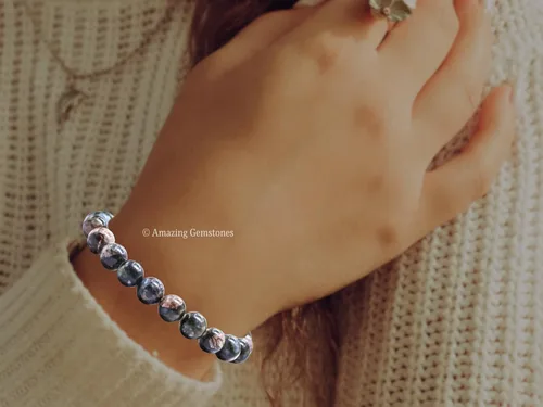 Miniatura 795 de Amazing Gemstone Pulsera de cristal para mujeres y hombres, pulsera de cristal curativo de protección, pulsera elástica con cuentas de piedras
